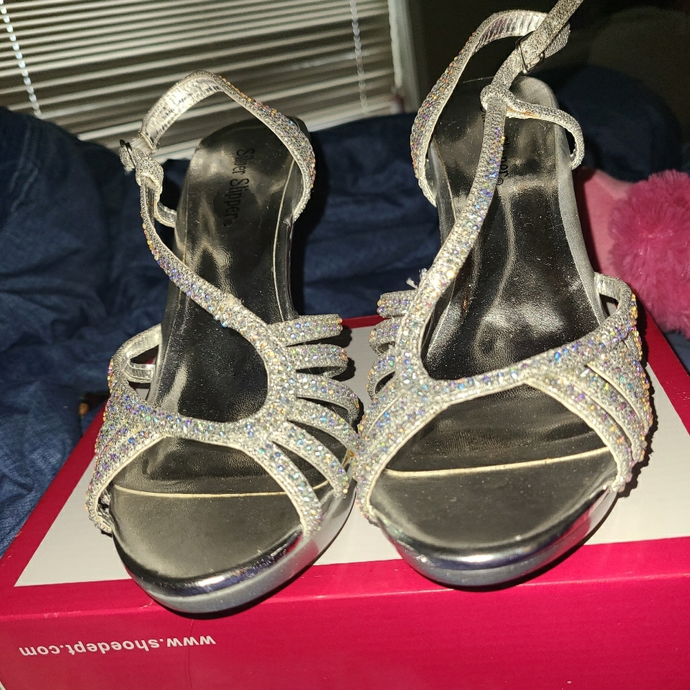 Silver Slipper Heels